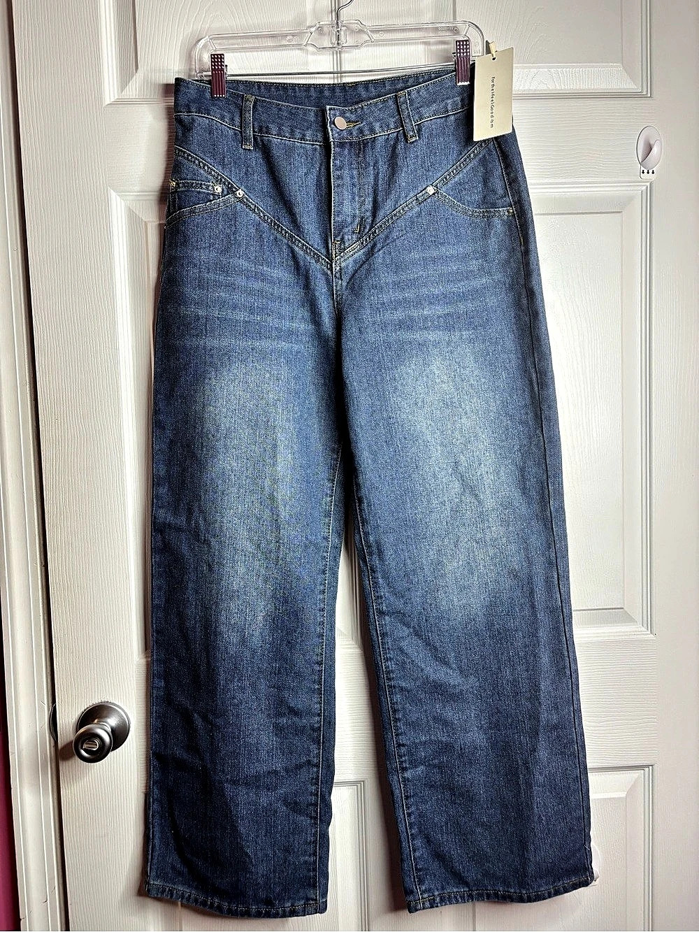 COMMENSE NWT High Rise Wide Leg Jeans Medium Wash Size Large